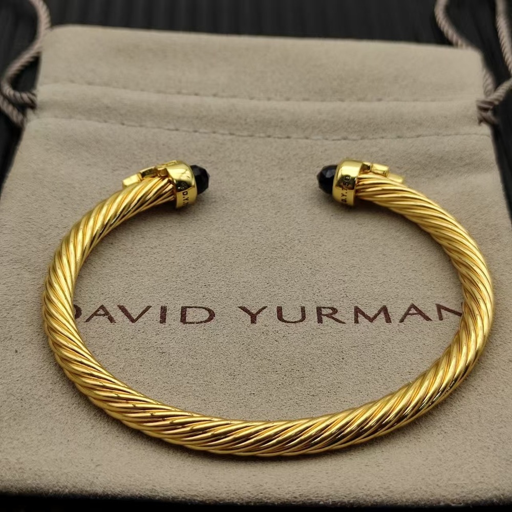 David Yurman Gold 5-row Diamond Black Diamond Bracelet